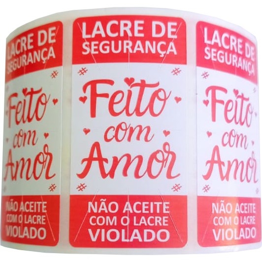 Lacre de Segurança Adesivo Delivery 6x3 cm  2.000 Und - Hamburguer Preto