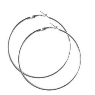 brinco Argolas Bijuteria Prateada