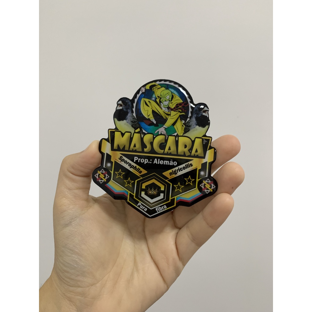 Placa personalizada para gaiola de pássaro; máscara placa para coleiro, placa de trinca ferro, placa de azulão, placa de curió, placa de tiziu, placa para galo de campina, placa para caboclinho, placa para sibite, placa para todas espécies de pássaros