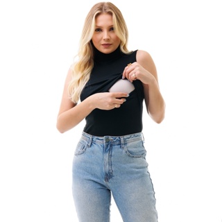 Blusa Gola Alta Sem Manga Amamentação Várias Cores em Oferta na Shopee