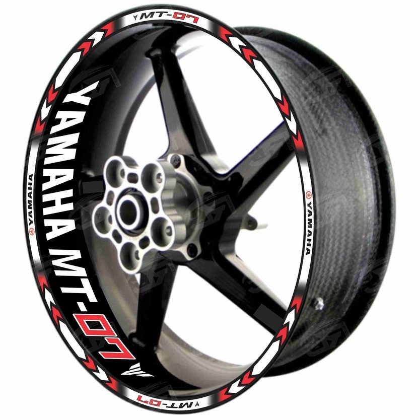 Adesivo Friso Refletivo Roda Moto Yamaha MT-07 MT07 MT 07 + Adesivos Internos M01 branco vermelho