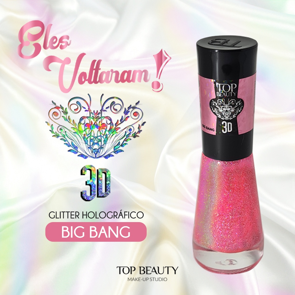 Esmalte 3D Glitter Holografico Big Bang Top Beauty