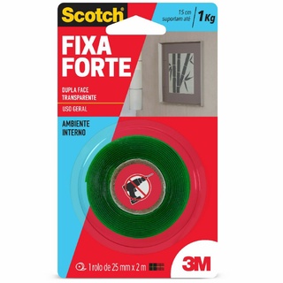 Fita Adesiva Dupla Face Transparente 24mmx2m Fixa Forte 3M