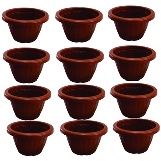12 vasos redondo 1,2 LITROS MARROM vaso flor artificial vaso redondo para plantas vaso para flores suculenta vaso de flo