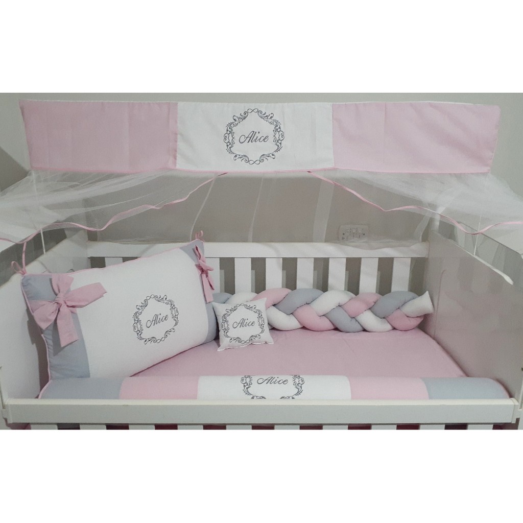 Kit Berço Arabesco Personalizado Americano Completo 9 Peças 100% Algodão em Oferta na Shopee