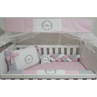 Kit Berço Arabesco Personalizado Completo 9 Peças 100% Algodão