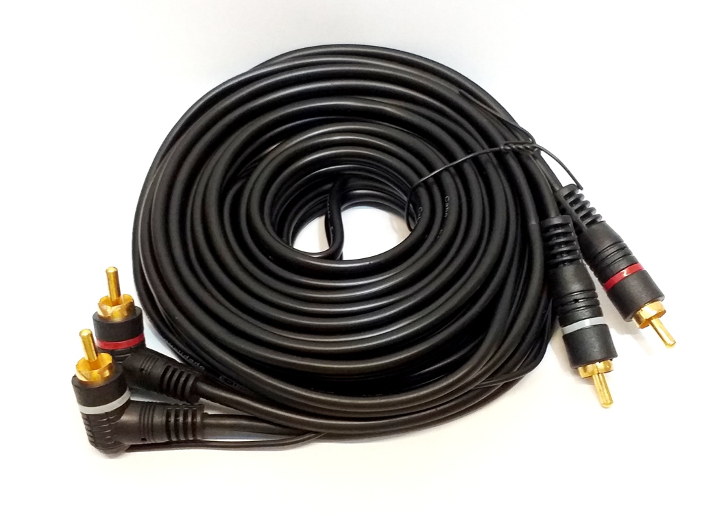 Kit 10 Cabo RCA Emborachado de 5 Metros Duplo Banhado a Ouro