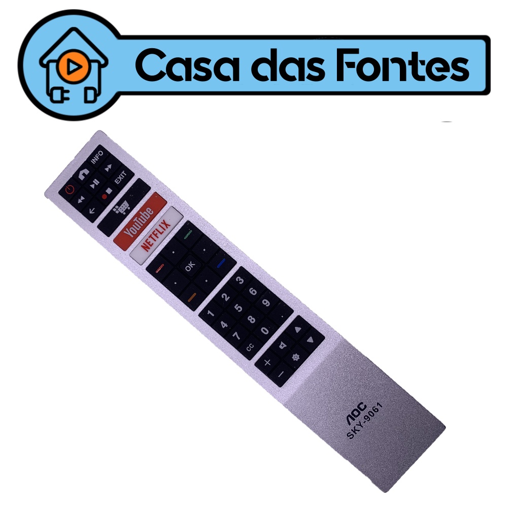 Controle Remoto Tv Aoc Smart Netflix Youtube 9061