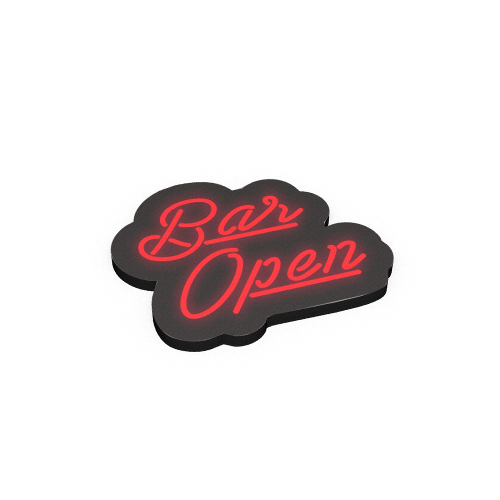 Letreiro Luminoso Bar Open Neon Fake