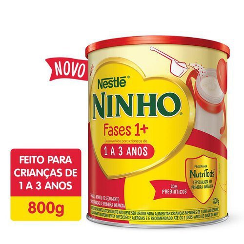 Formula infantil alimentação leite Ninho fases 1+ lata 800g 1 a 3 anos