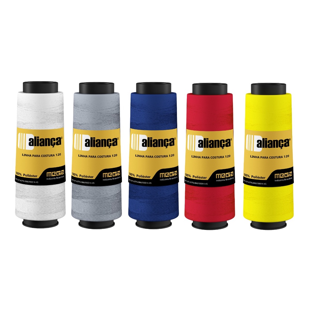 Linha De Costura Reta Linhas Aliança 120 2000j kit 5