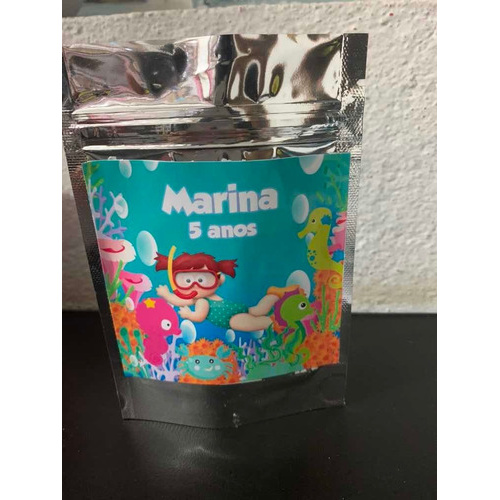 20 Saquinho Metalizado Personalizado 10x15 Fundo Do Mar em Oferta na Shopee