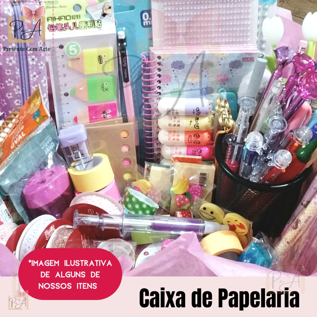 Kit De Papelaria- Caixa De Papelaria Com 12 Itens