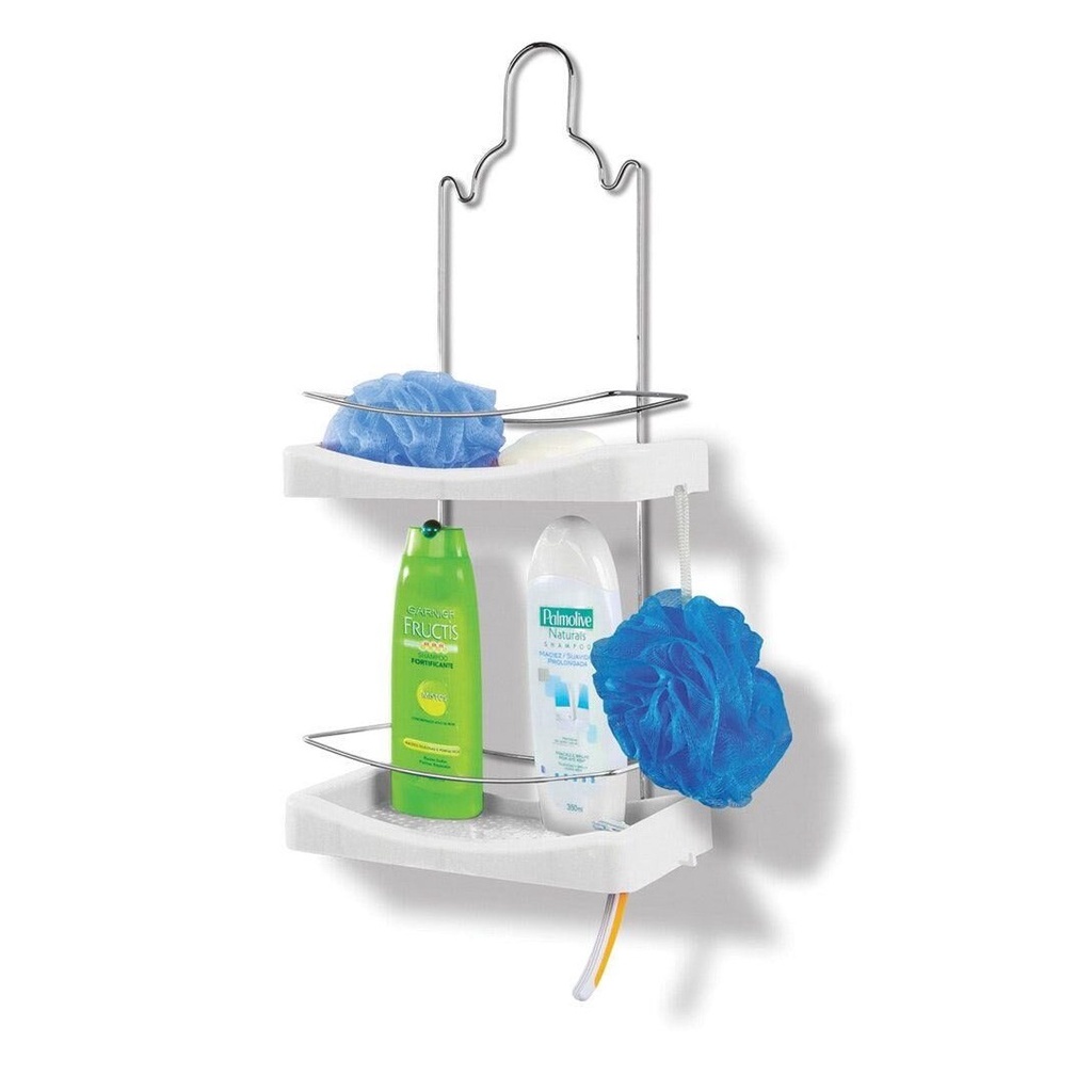 Suporte para Shampoo Prateleira Duplo Niquelart - Cromado e Branco