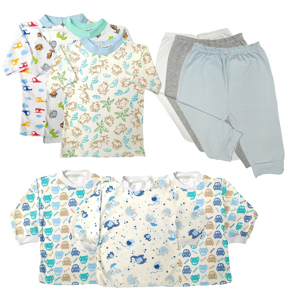 Kit Roupa de Bebê 9 Pçs Camiseta Manga Curta e Longa e Mijão