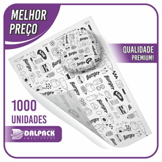 Papel Acoplado (Burger) - 1000 Undidades - Para Embrulhar Hamburguer, Burguer, Lanche, Fast Food em Oferta na Shopee