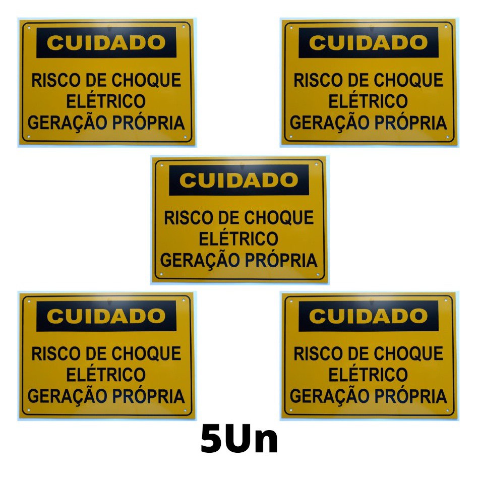 Placa Cuidado - Geração Própria - Padrão Energisa, Cemig, Enel Goias, Eletrobras - Tam 25x18 c/ 5un