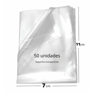 50 Saquinho Plástico 7x11 Saco Plástico Transparente 7x11 Pp Bopp Brilhante 50 unidade