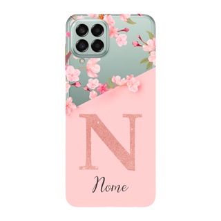Capinha para Samsung M53 5G Anti Impacto Personalizada - Delicate Flowers Rosa com nome e inicial