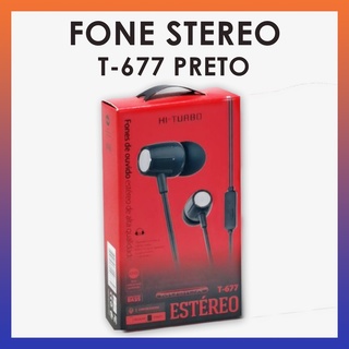 Fone de ouvido intra auricular estereo HI TURBO T-677 Preto