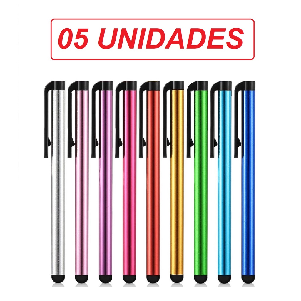 [kit 05 Unidades] Caneta Universal Touch Screen Celular iPad iPhone Tablet Kindle Android Ios Mega Oferta