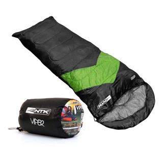 Saco De Dormir Verde Nautika 5 A 12ºc Capuz E Impermeável Preto e Verde