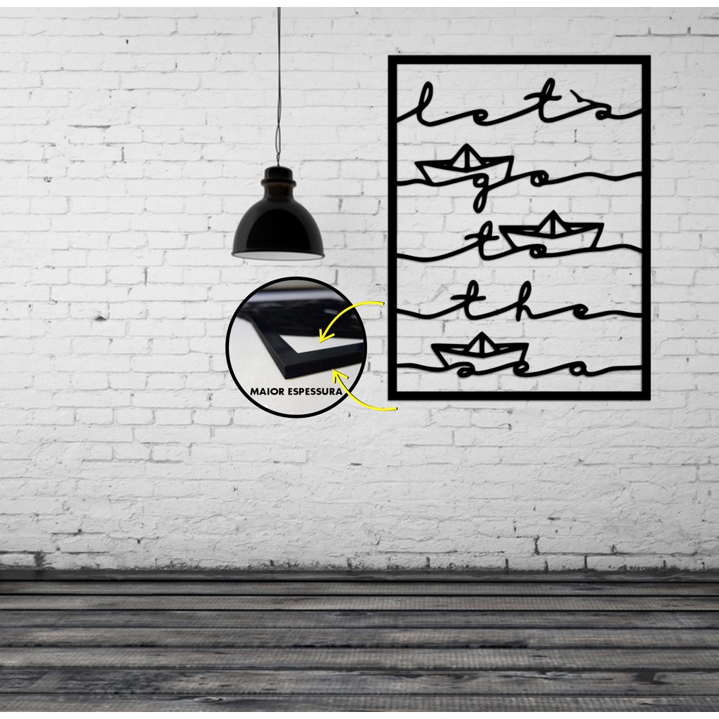 Quadro Decorativo Let's Go Vazado MDF 6mm Cortado a Laser - Vazado - Laqueado - G 65x45 - M 45x30