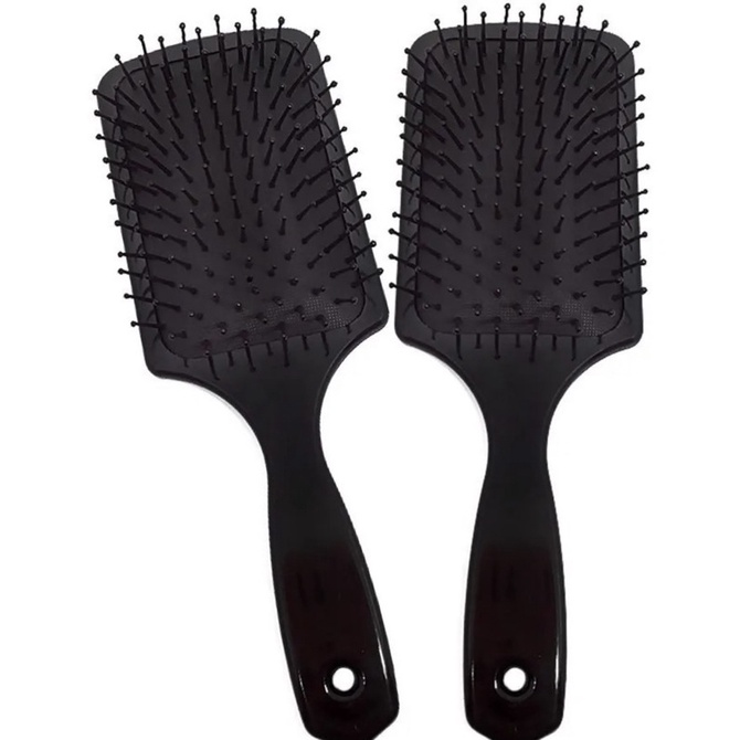 Kit 2 Escovas Raquete Preta Almofadada Quadrada Preta Black 533 em Oferta na Shopee