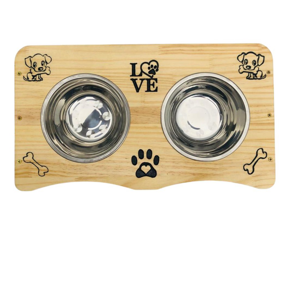 Comedouro Pet Elevado 2 Tigelas Inox
