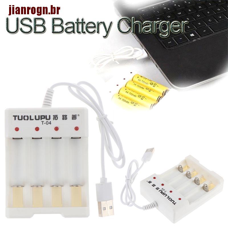 Carregador De Pilhas Com 4 Entradas Usb Li-Ion / Ni-Mh Para Aa / Aaa Ba