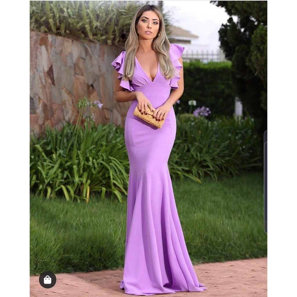 vestido longo lavanda