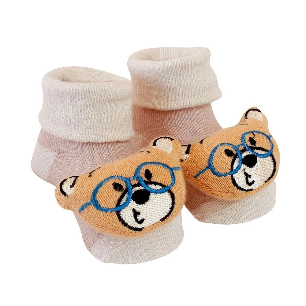 Pantufa Bebê Antiderrapante Chocalho Infantil Ursinho Clingo
