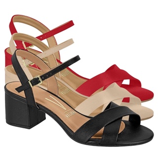 Sandalia Vizzano Feminina Salto Grosso Medio Palmilha Comfy Conforto Fivela Original em Oferta na Shopee