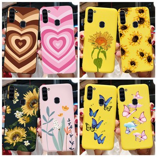 Capa Flexível De Silicone Coração Amor Girassol Para Samsung Galaxy A11 / A12 2020 / A11 / A115F / A12 / 5g