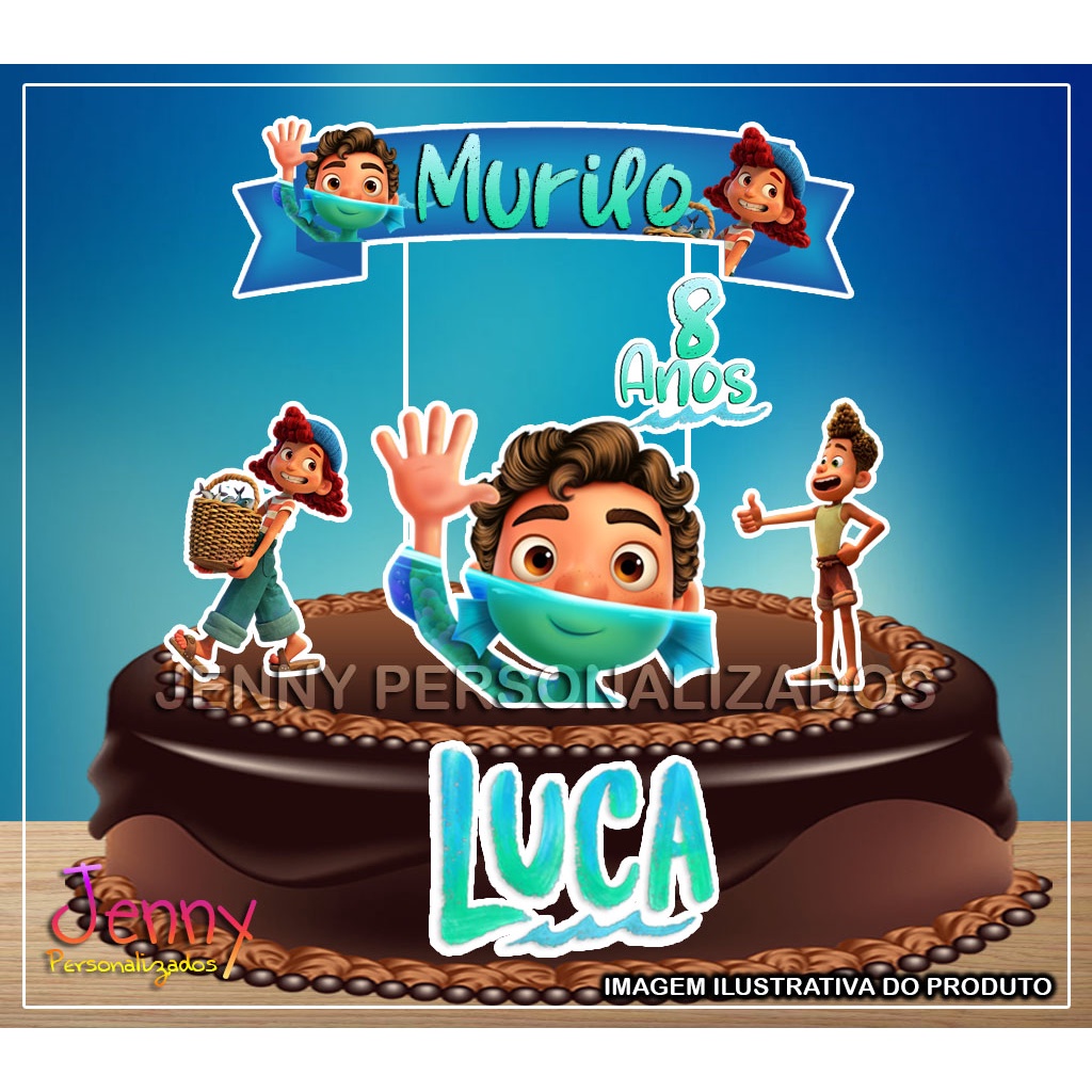 Topo Topper de Bolo Personalizado Luca