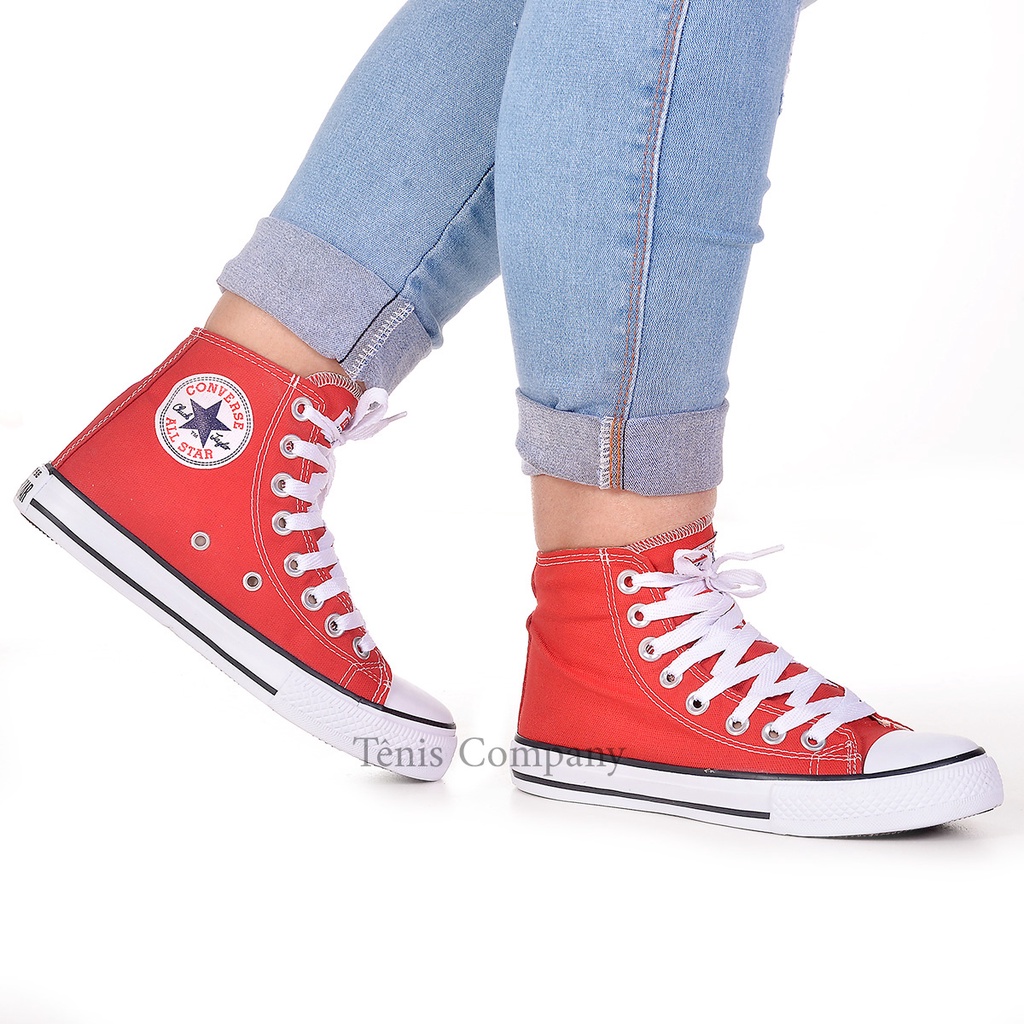 Tênis Converse Chuck Taylor All Star Cano Alto Juvenil Preto / Vermelho