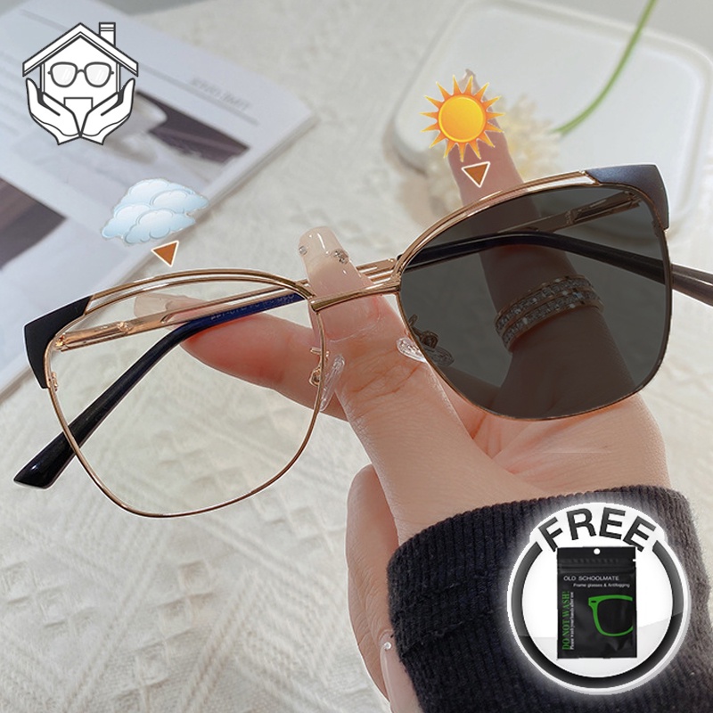 Óculos Anti-Radiação Fotocromático Para Mulheres Homens Molduras De Lentes Substituíveis Estético Retrô De Transição Computador Legit Luz Azul