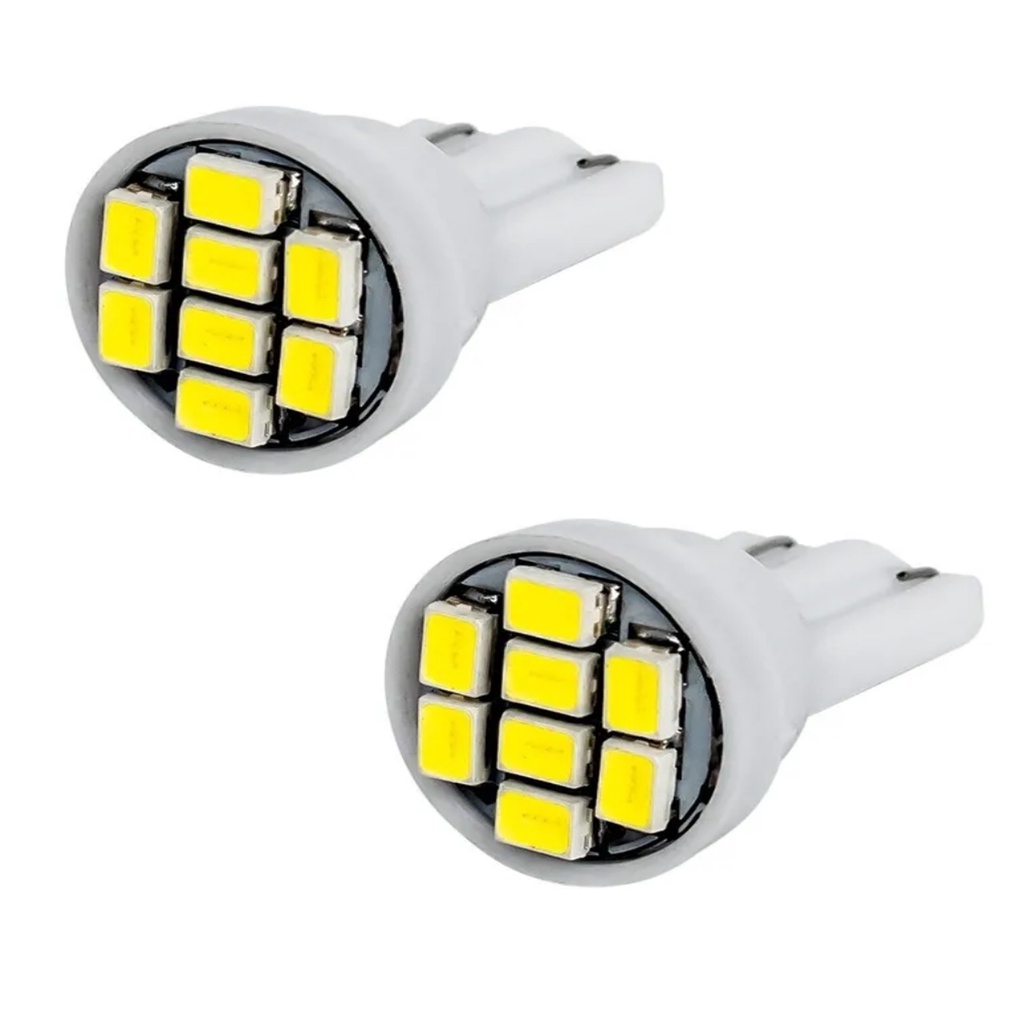 Par Led Meia Luz Pingo T10 8 Leds Automotivo Carro Moto Placa Ré