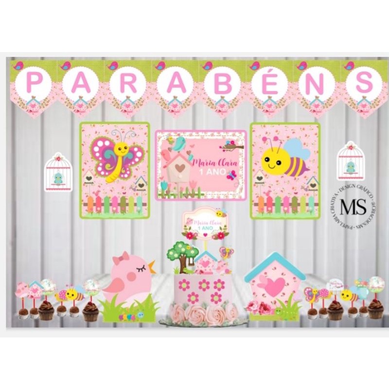 Kit Festa Jardim Encantado Personalizado É Só um Bolinho|Mesversário Aniversário |40 itens|Decoração
