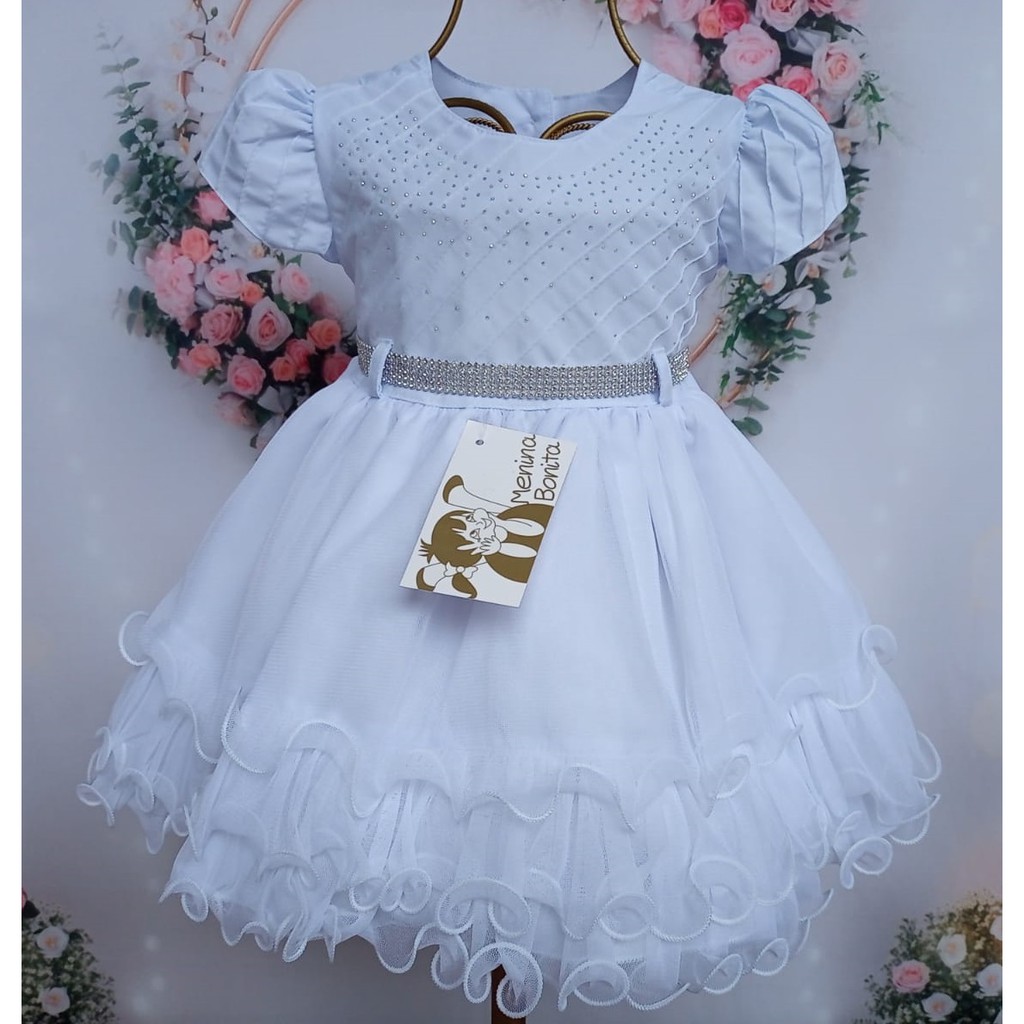 Vestido Batizado Bebe Branco Luxo Menina Bonita Shopee Brasil