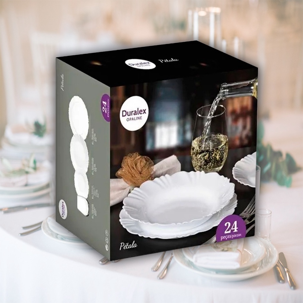 Aparelho Jogo De Jantar Branco Delicado Caixa 24 Peças