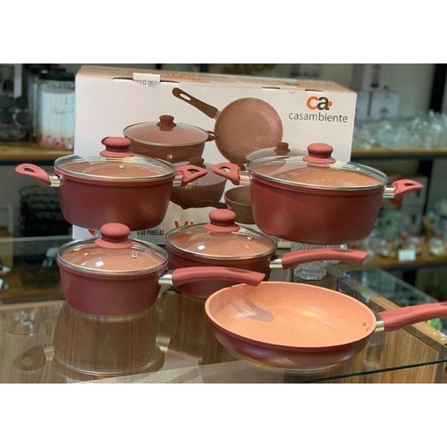 Jogo De Panelas Casambiente Magenta E Rosa 5 Peças Viena