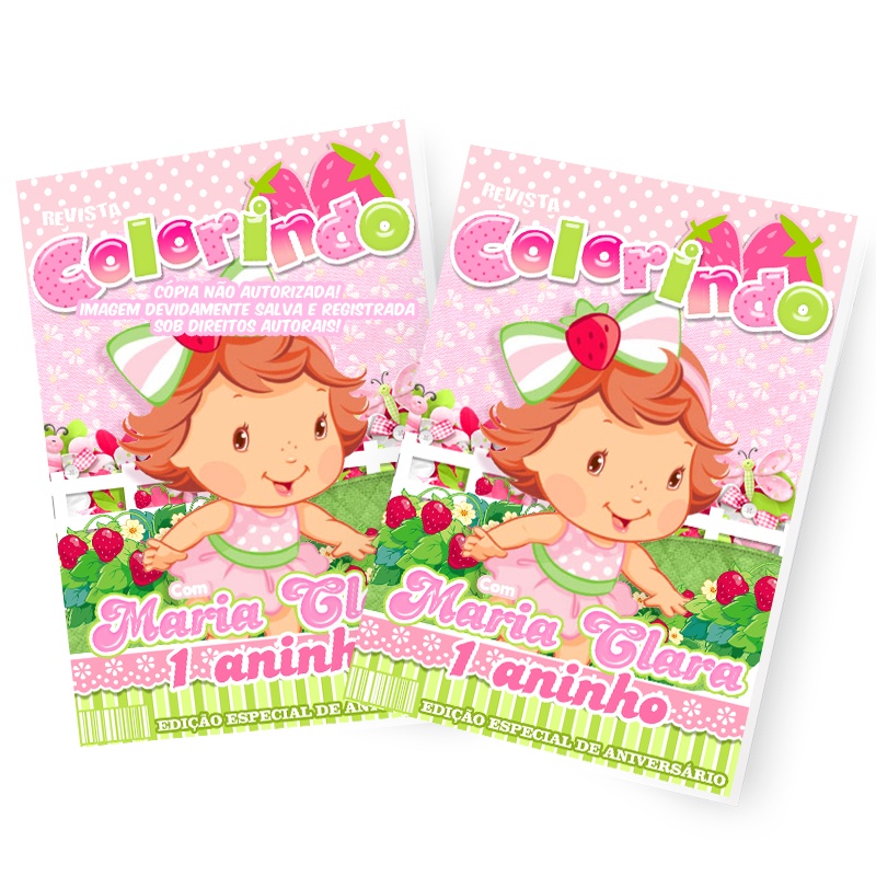 Revista Mini Pequena Personalizada Lembrancinha Festa Infantil Moranguinho Baby
