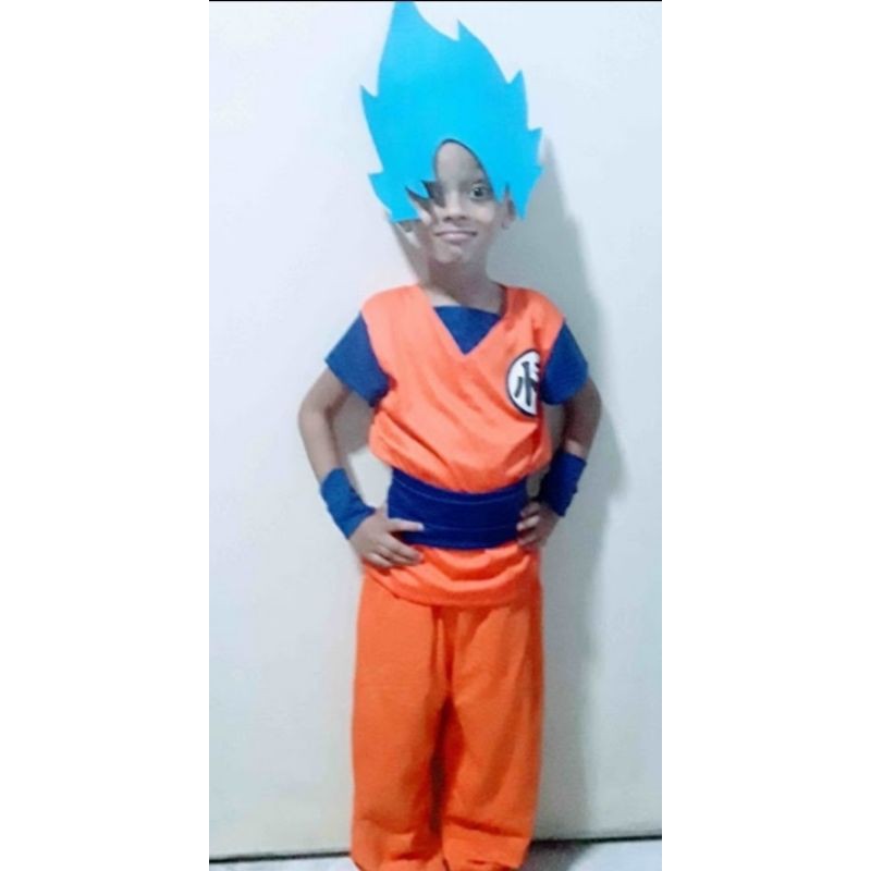 Fantasia Goku Saiyajin +cabelo Eva P Altura Entre 90-100cm