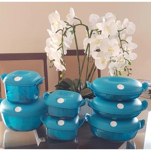 Tupperware Cristal Pop Azul 7 Pe as Em Policarbonato Brinde Shopee 