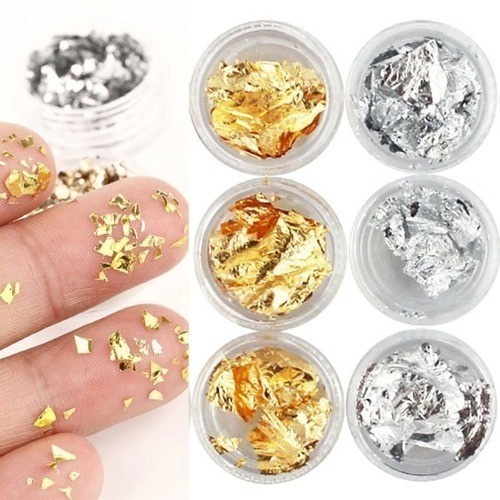 Kit 12 Folha de Ouro Para Unha Encapsulamento Acrygel manicure nail designer