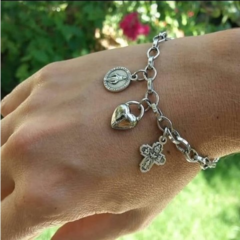 Cadeia De Consagração A Nossa Senhora Mod 5 Com Medalha Cruz E Cadeado em Oferta na Shopee