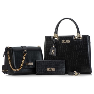 Kit Bolsas Femininas Com Carteira 3 Peças