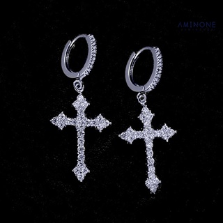 aminone 1 Par Brinco Dangle Cruz/Bijuteria Hip Hop Brilhante/Argola Para Uso Diário