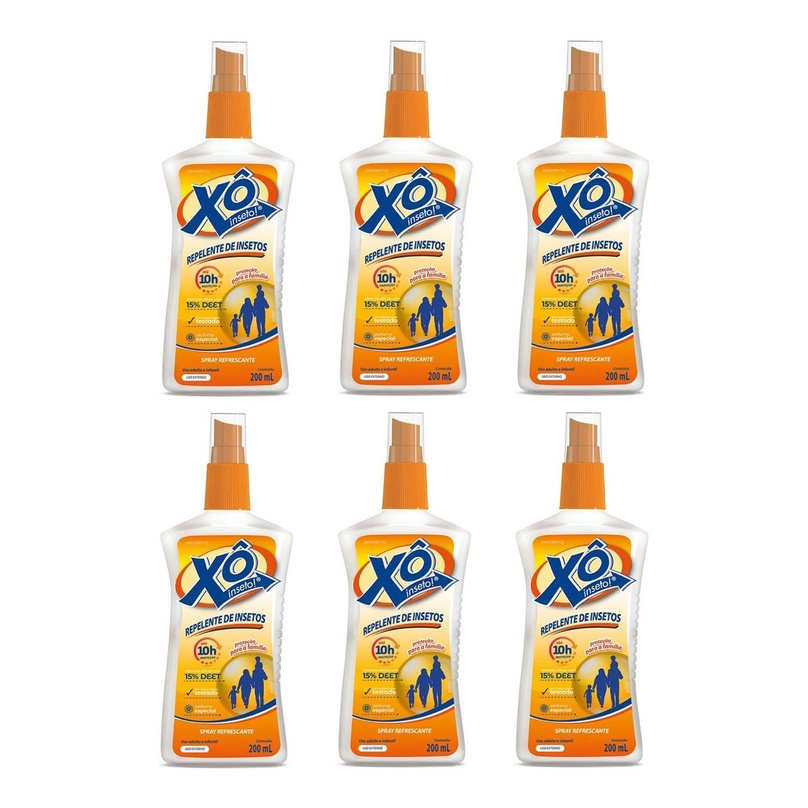 Kit 6 Repelente De Mosquito Pernilongo Xo Inseto 200ml Spray